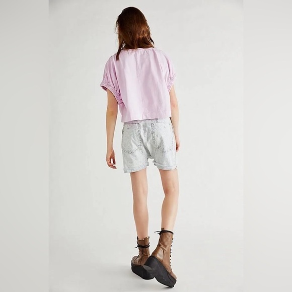 Free People Beach Oversized Boxy Slight Crop T Shirt Mustard Yellow - Picture 10 of 10